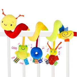Juguete de Carriola, Juguetes Colgantes de Actividades Talla Grande en Espiral para Niño, Juguete de Peluche de Gusano Juguetes de Felpa de Seguridad en Espiral, Juguete de Asiento de Coche para Niños