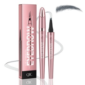 Eyebrow Pen, Waterproof Microblading Eyebrow Pencil, 4 Tip Precise Eye Brow Makeup Pen for Women to Effortlessly Create Hair Like Natural Brows, Non Dry Out and Last All Day (Grey)