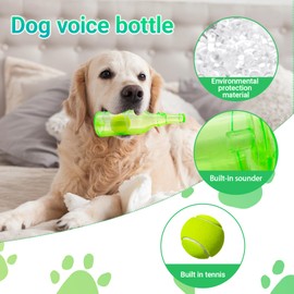 JJYHEHOT Squeaky Chew Dog Toys with Tennis Ball, Durable Puppy Boredom Toys for Small Medium Large Dog Outdoor Playing Training Chewing Dental Care Teeth (Green)