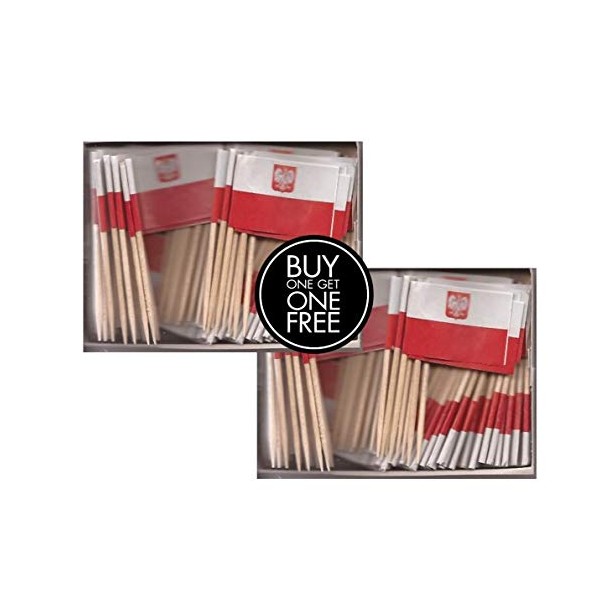 2 Boxes Mini Poland Eagle Toothpick Flags, BOGO Buy 1