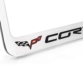 C6 Corvette License Plate Frame with C6 Flags