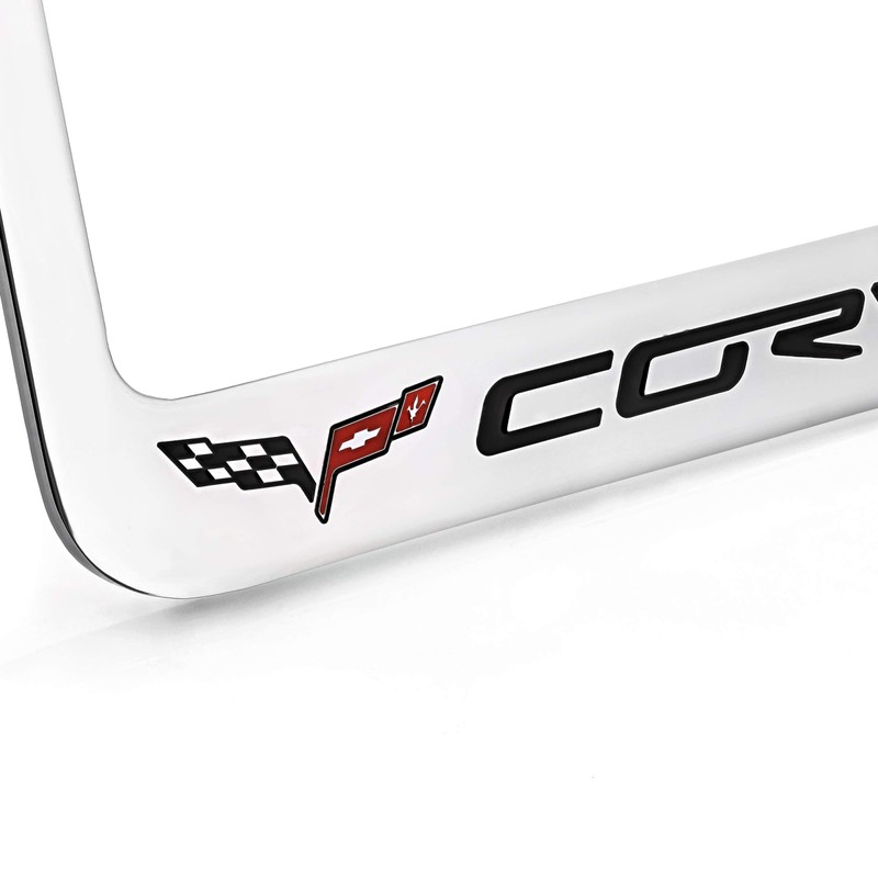 C6 Corvette License Plate Frame with C6 Flags