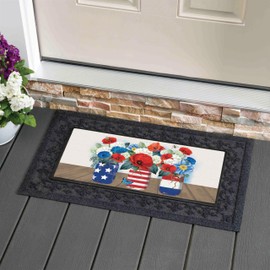 Evergreen - Insertos patrióticos de Sassafras, tapete intercambiable para puerta frontal al aire última intervensión, tapetes para puerta interior para entrada, 22 x 10 pulgadas, insertos de felpudo