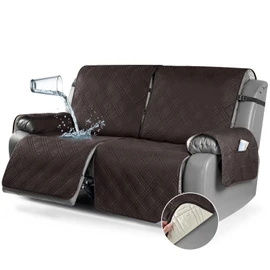 TAOCOCO 100% Waterproof Oversized Loveseat Recliner Cover, Non Slip Split Couch Covers for Reclining Loveseat with Elastic Straps for Kids Pets(Oversized 2 Seater, Coffee)