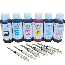 Vivid Colors 600ml High Definition Photo UV Dye Ink Refill Set for CIS/CISS or Refillable Cartridges Using T79 T079 Ink: Stylus Photo Printers 1400, 1410, Artisan 1430 Printer