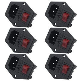 Antrader 6pcs Inlet Module Plug Male Power Socket with 5A Fuse Switch 10A 250V 3 Pin IEC320 C14