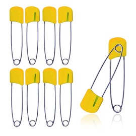 Lxnoap 10 pcs Cloth Diaper Pins Stainless Steel Traditional Safety Pin (Yellow)