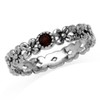 Silvershake Women Petite Natural Garnet 925 Sterling Silver Flower Stack