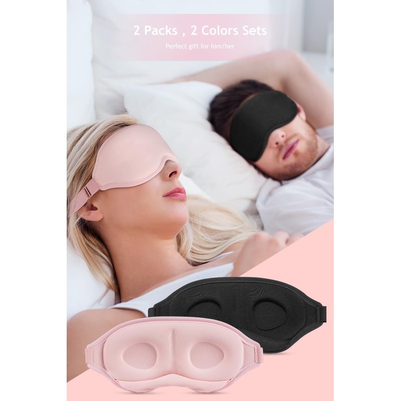 Aosun Aosun Eye Mask, 2 Pack Super Soft 3D Eye