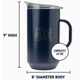 STELLA BLUE Cold Brew Pitcher | 67 oz Stainless Steel with Spill-Resistant Lid | Double Wall Insulated Design | BPA-Free | Ideal for Cold Brew Tea and Infused Drinks | Easy-Pour Durable Pitcher