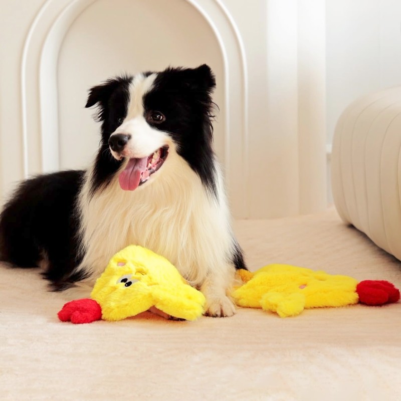 Tamu style Dog Chicken Crinkle Toy, Plush Squeaky 14 Inches,