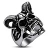 Men's Horn Goat Skull Ring Silver Stainless Steel Statement Ring