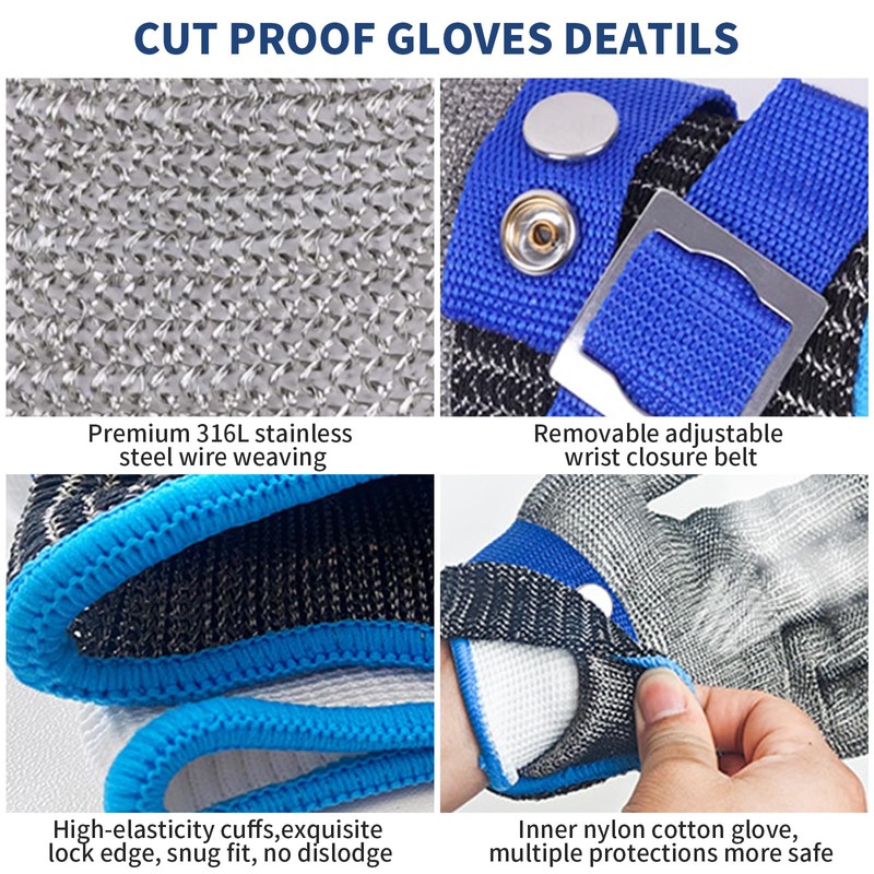 SUNRISING Cut Resistant Gloves Level 9 Certified - Stainless Steel