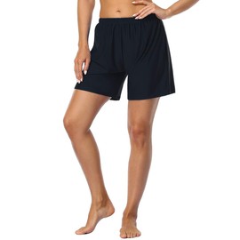 Firpearl - Pantalones cortos de baño deportivos para mujer, Negro -, 16