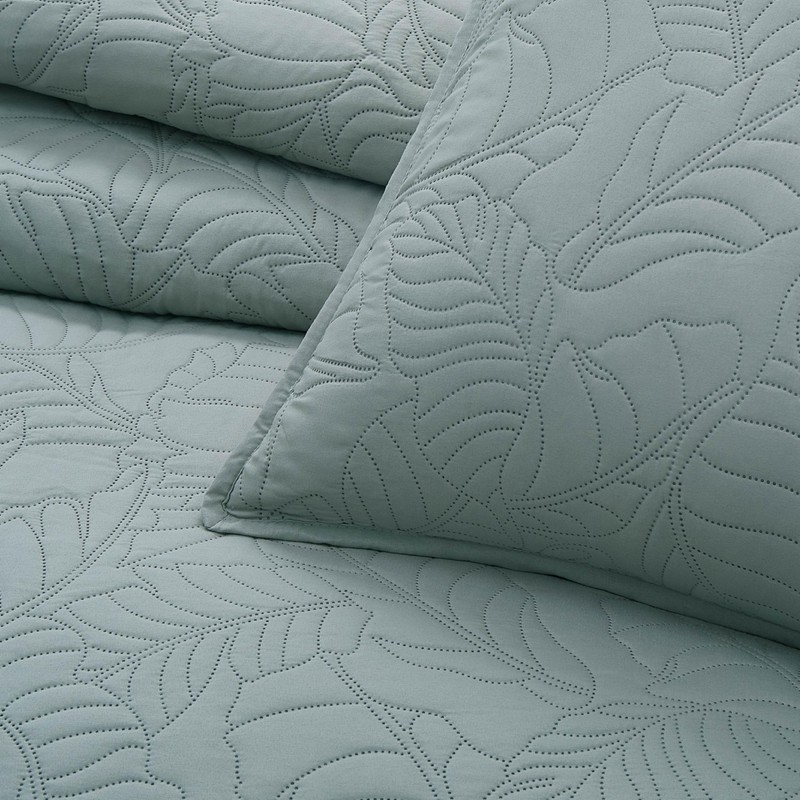 BOURINA Ultrasonic Aqua Queen Quilt Set 3-Piece Bedding Set Coverlet