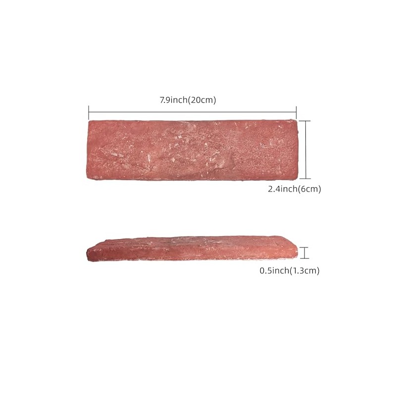 20 Pcs Red Thin Wall Brick Veneers, 2.4" x 7.9"