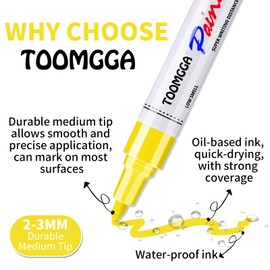 Yellow Paint Pens Permanent Paint Markers - 24 Pack Oil Based Marking Pens, Medium Point, Quick Drying and Waterproof for Rock Painting Car Tyre Metal, Plastic, Canvas, Wood, Glass