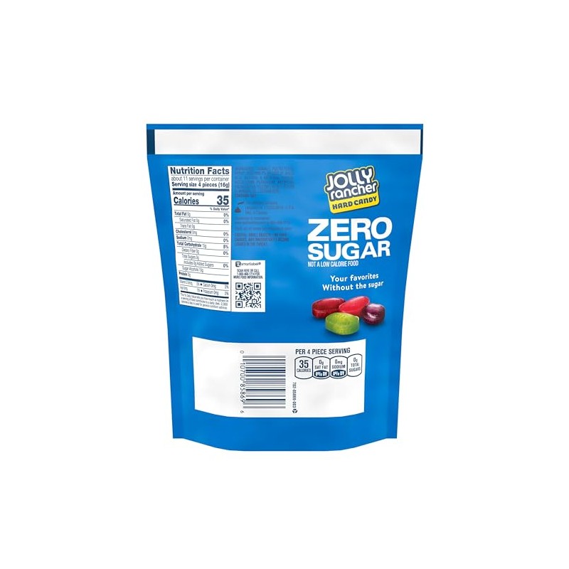 JOLLY RANCHER Zero Sugar Assorted Fruit Flavored Hard Candy Bag,