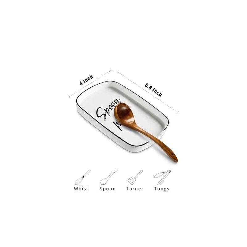 ABRUTY Spoon Rest for Stove Top, Ceramic Spoon Holder for