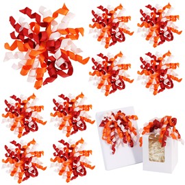 TONIFUL 8 Pack Orange Brown Khaki Curly Ribbon Bows 4.5 Inch Grosgrain Fall Ribbon Bows for Gift Wrapping, Treat Bags, Wine Bottle Decor, Christmas, Weddings, Birthdays, Thanksgiving Decoration