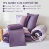 WONGS BEDDING 7 Piece King Comforter Set, Purple Striped King