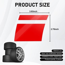 Vowbrew Car Reflective Sticker, Car Rim Stripe Decal, Car Decal Tire Rim Decoration Accessories, Suitable for 18-21 Inch Wheels (Red)