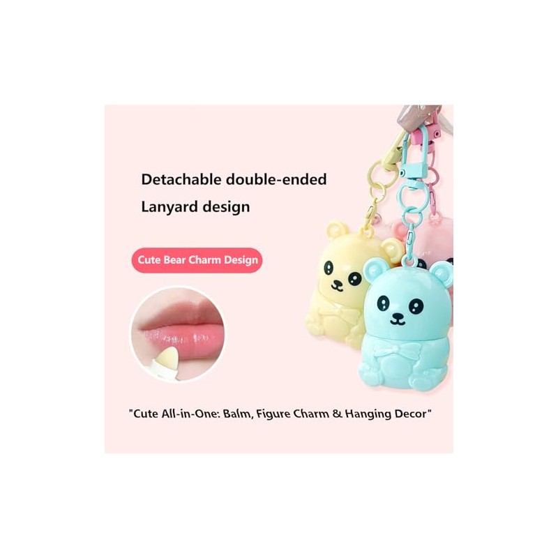 Bear Balm Keychain Trio Strawberry, Blueberry, Honey Flavored Nourish A