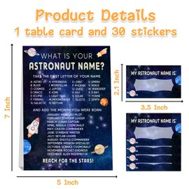 BirtDerr What's Your Astronaut Name, 1 Sign and 30 Name Stickers