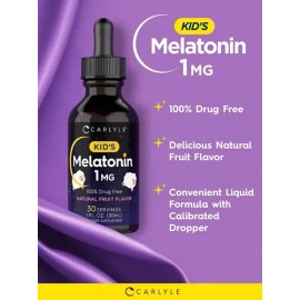 Melatonina Gotas Líquida 1mg  Melatonin Liquid Drops for Kids  Adults, 30ml                                                                           