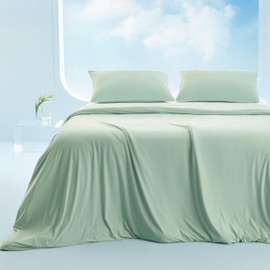 Bedsure Cooling Duvet Cover King Size - GentleSoft™ Cooling Bedding Set for Hot Sleepers, Ice-Cool Fabric Technology for Night Sweats, Soft & Breathable Lightweight Comforter Cover Set, 104x90, Green