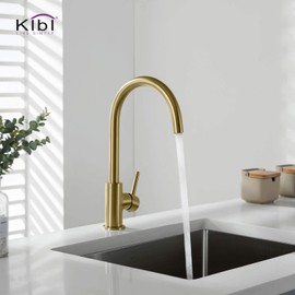 KIBI Lowa Lead-Free High Arc Solid Brass Kitchen Faucet, Single Level Bar Prep Kitchen Sink Faucet, Easy Installation Single Handle Kitchen Faucet for.