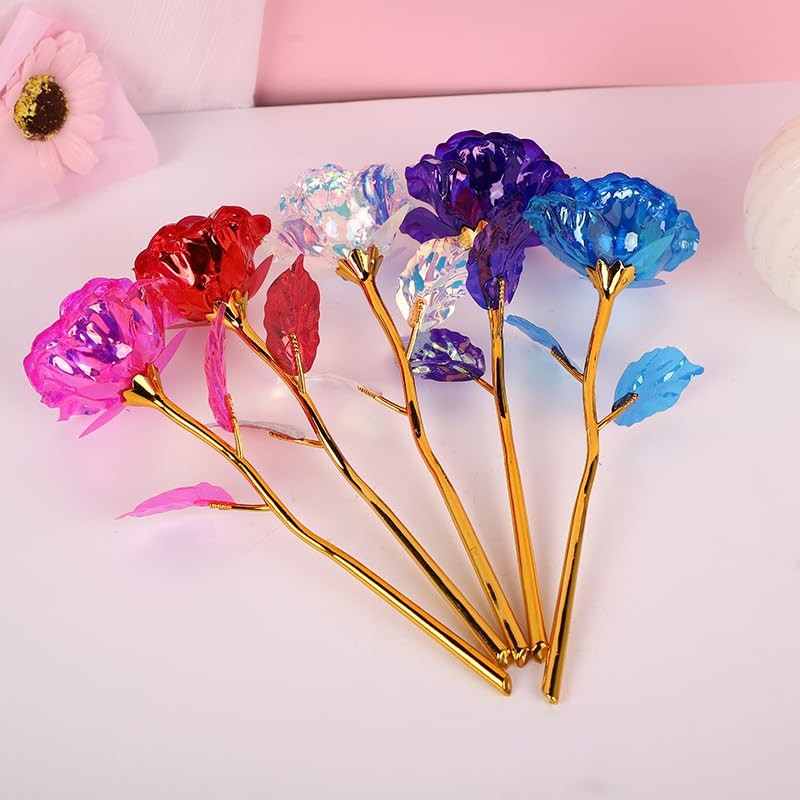 20PCS Artificial Colorful Flowers Galaxy Rose Crystal Flower Glass Rose
