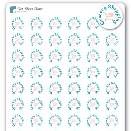 Grocery Shopping Day Planner Stickers / 54 Fun Vinyl Stickers (1/2”) / Chore Reminder/Essential Productivity Life Planner Stickers/Bullet Bujo Journal/Todo Appointments (1 Sheet)