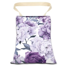 ANKVRP Car Garbage Can, Car Trash Bag, Car Garbage Bag, Hanging Car Trash Can for Car Accessories, Vehicle, Travelling, Camping, Cute Car Back Seat Organizer, Cute Purple Flowers