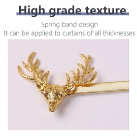 Newsmy 4 Pcs Magnetic Tie Backs for Curtains, Creative Deer Magnetic Curtain Tie Back, Curtain Holdbacks Curtain Ties for Home, Outdoor Curtain Decoration (Gold Deer)