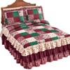 Collections Etc Patchwork Triple Ruffle Bedspread in Burgundy, Green and