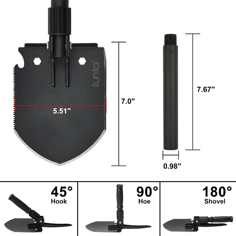 Survival Folding Shovel 35in Multi-Tool, Heavy Duty Carbon Steel Military