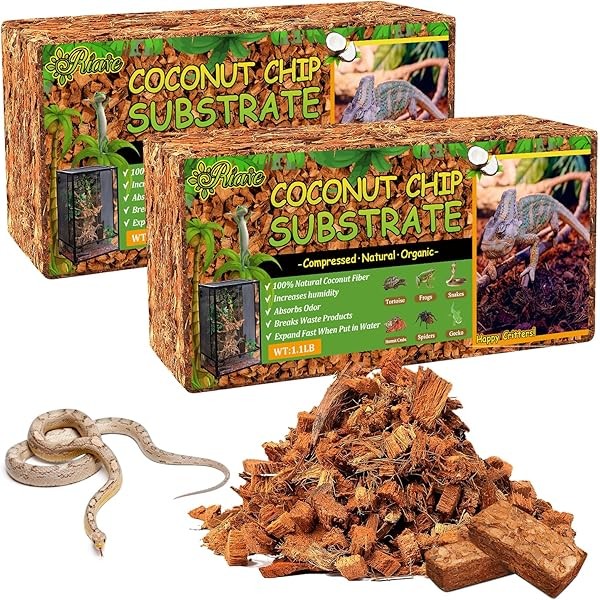 Riare 2 Pack Natural Coconut Chip Substrate for Reptiles- Compressed