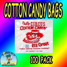 Gold Metal 100 Cotton Candy Bags-Circus Clown-Gold Metal- New