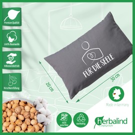 HERBALIND Cherry Stone Pillow for the Soul - Heat Cushion, Cooling Pads - Sustainable Gift Wellness Gift for Mum, Grandma, Girlfriend - Ideal for Mother's Day Mother's Day Gift Spa Yoga - Grey 30 x 20