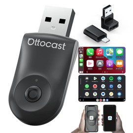 OTTOCAST MINI (2025 New) CarPlay & Android Auto Wireless Adapter, Mini Size, Compact Design, USB-Type A & C, Equipped with Car Navigation System, YouTube Playback, Bluetooth Connection, Japanese