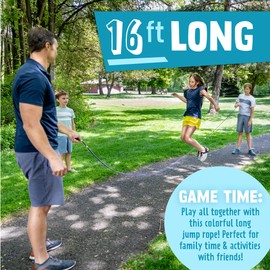 Just Jump It 16' Foot Jump Rope 2 Pack - Long Jump Ropes for Double Dutch - Outdoor Jump Ropes for Kids and Adults to Play Family Games & Exercise - Blue
