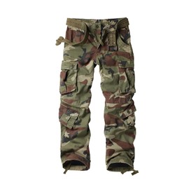 AKARMY Men's Fleece Lined Hiking Pants Outdoor Cargo Pants Casual Work Ski Pants with 8 Pockets 3358 C29 Camo 38