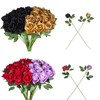 IHFAIO 40 PCS Artificial Flowers Fake Roses with Long Stem
