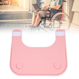 Wheelchair Tray, Portable Wheelchair Lap Tray, Plastic Removable Tray Table with Cup Holder, Durable Wheelchair Desk for Eating, Reading, Resting, Elderly (Pink)