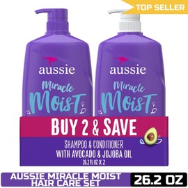 Aussie Miracle Moist Shampoo and Conditioner Hair Set, 26.2 fl oz