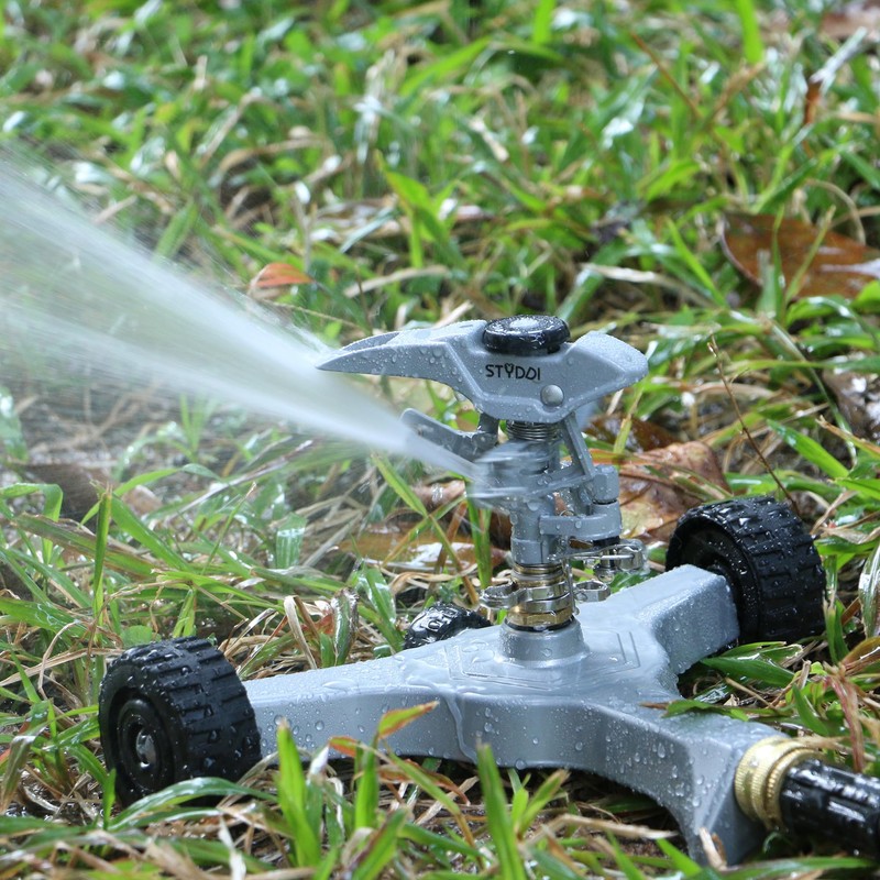 STYDDI Metal Pulsating Sprinkler on in-Series Metal Wheeled Base, Adjustable