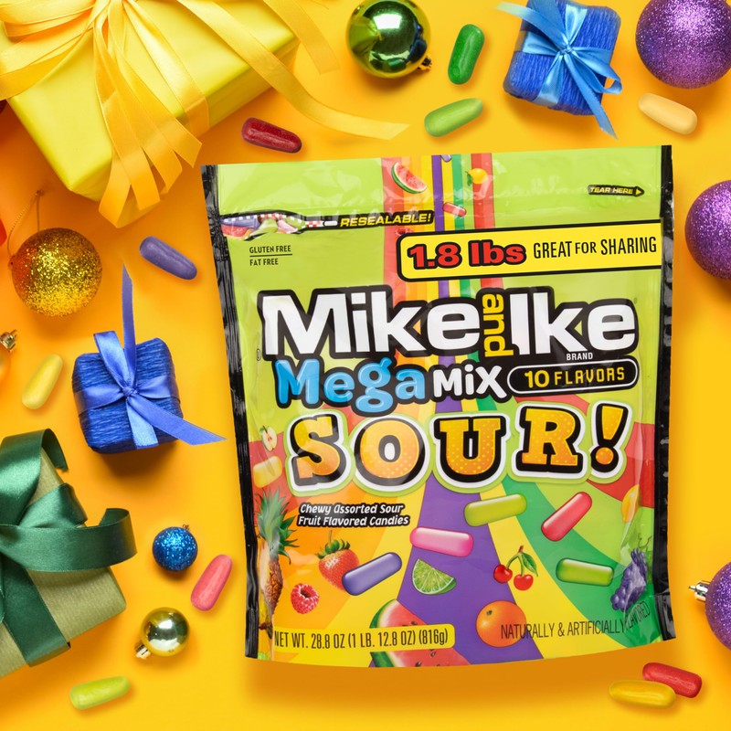 Mega Mix Sour Mike and Ike Candy, 28.8 Ounce Bag