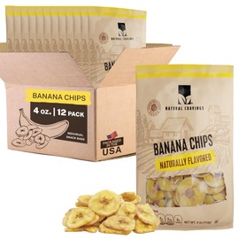 Healthy Banana Chips Dried Slices - Family Pack Bags of Dried Banana Chips Sweetened - Sweet Crispy Crunchy Snacks for Adults & Kids - Dehydrated Bananas Chip - 100% Dry Bananas Fruit Chips (Banana Chips 4 oz. 12 Pack)