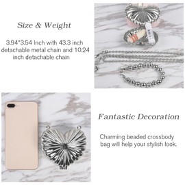 QZUnique Mini Heart Evening Bag, Metal Purse Crossbody Handbag for Girl Kids, Women Shoulder Bag for Wedding Prom Party